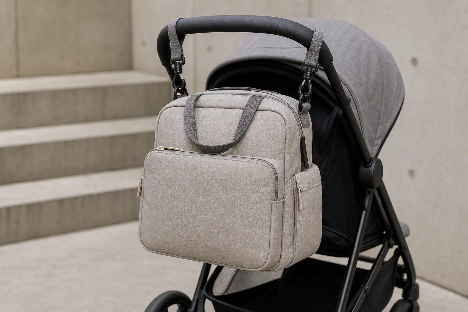 Wickeltasche fuer den Kinderwagen: Befestigung und Komfort im Fokus