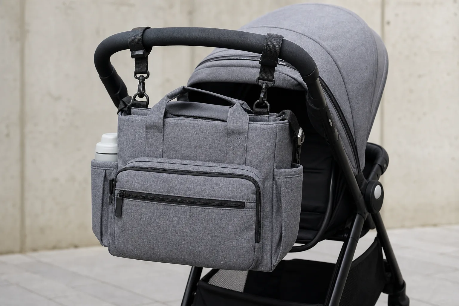 Wickeltasche fuer den Kinderwagen anpassen: Passende Nutzung im Alltag