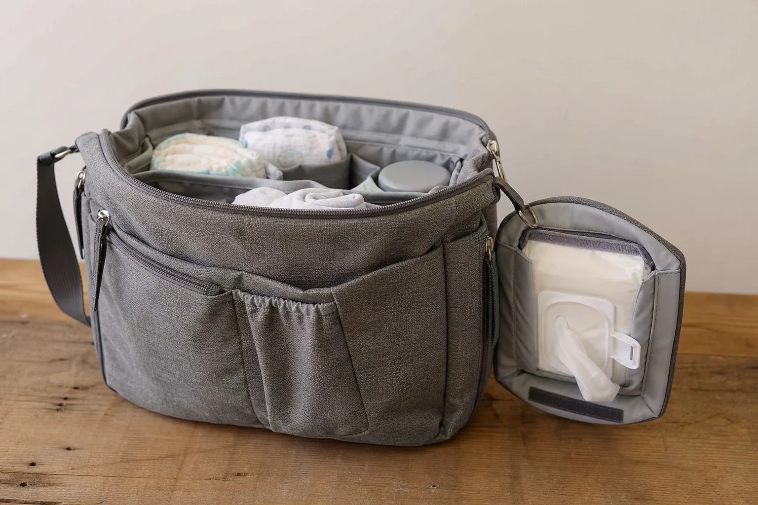 Wickeltasche organisieren mit Feuchttuecherfach als DIY-Loesung